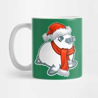 Baby Harp Seal Pup in Red Santa Hat and Scarf Mug